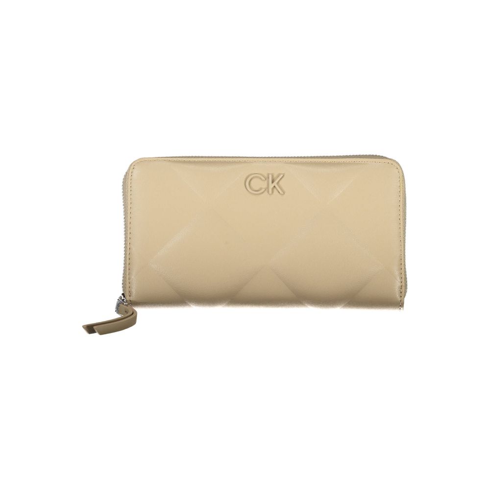 Portefeuille RFID beige élégant à compartiments multiples Calvin Klein