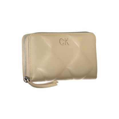 Portefeuille RFID beige élégant à compartiments multiples Calvin Klein