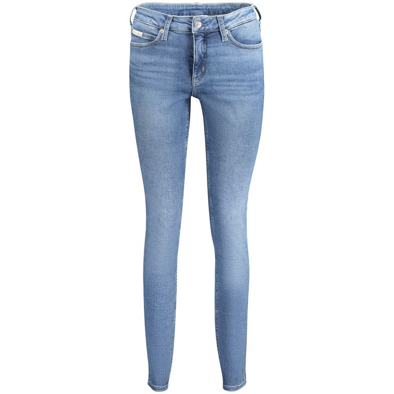 Calvin Klein Blue Cotton Women Jeans - Mid Rise Skinny Fit