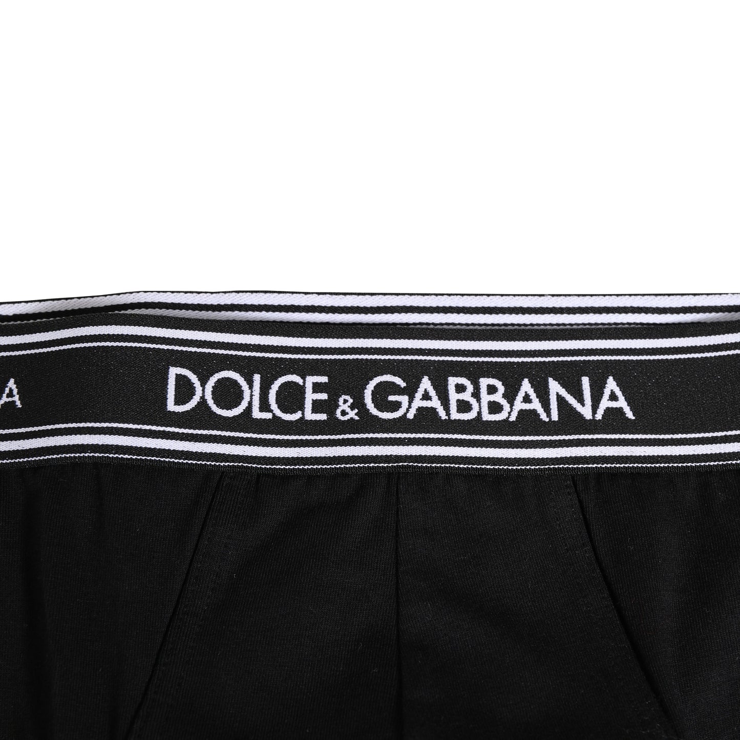 Dolce & Gabbana Black Cotton Stretch Logo Print Brief Underwear