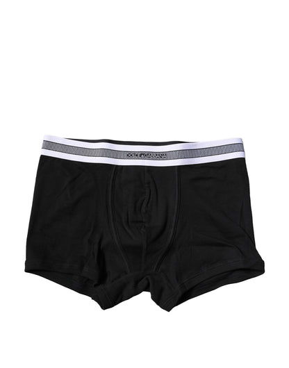 Dolce & Gabbana Black Cotton Stretch Regular Boxer Underwear