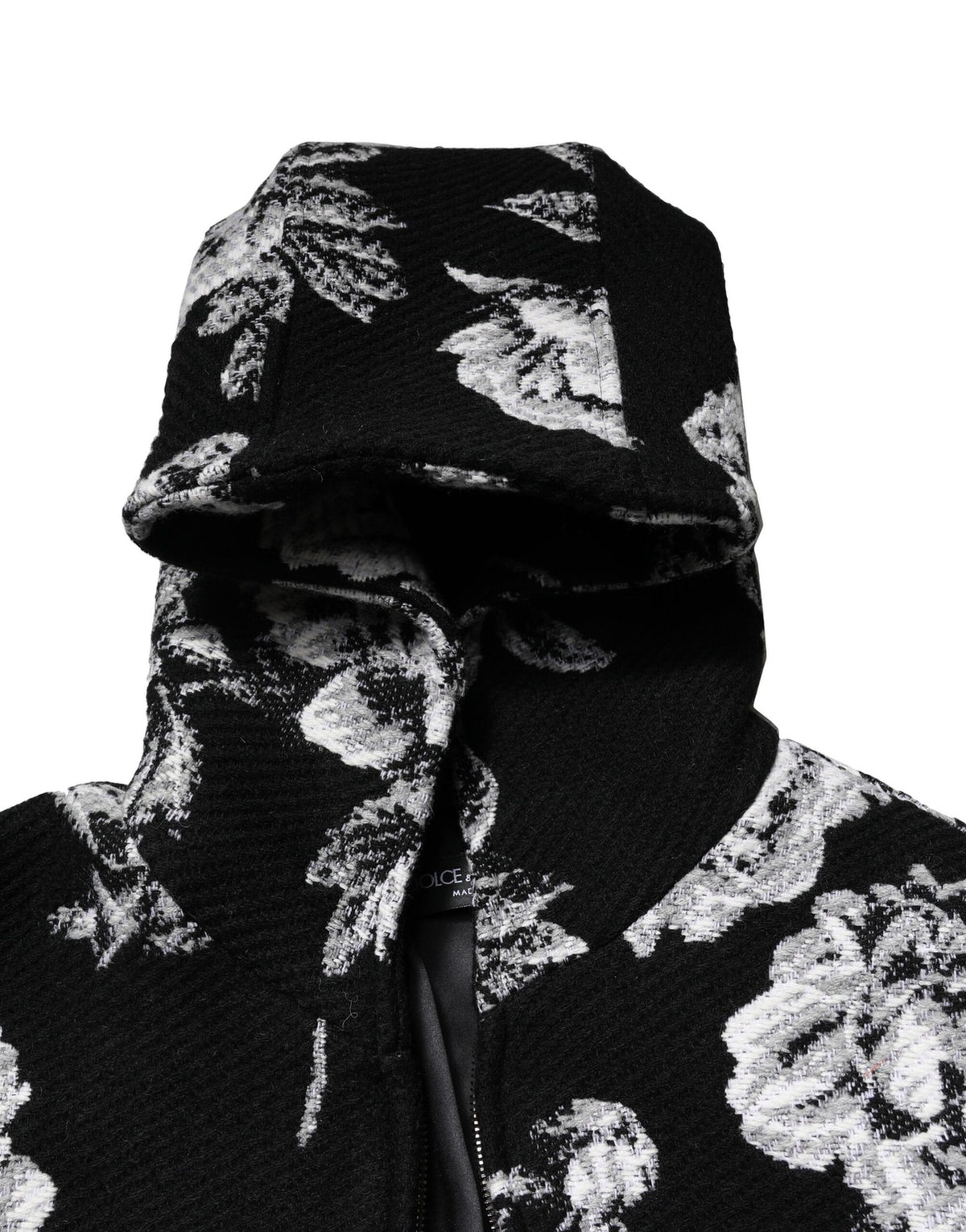 Veste à capuche pour homme en laine noire à imprimé floral de Dolce & Gabbana