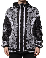 Bomber à capuche noir à imprimé bandana de Dolce & Gabbana