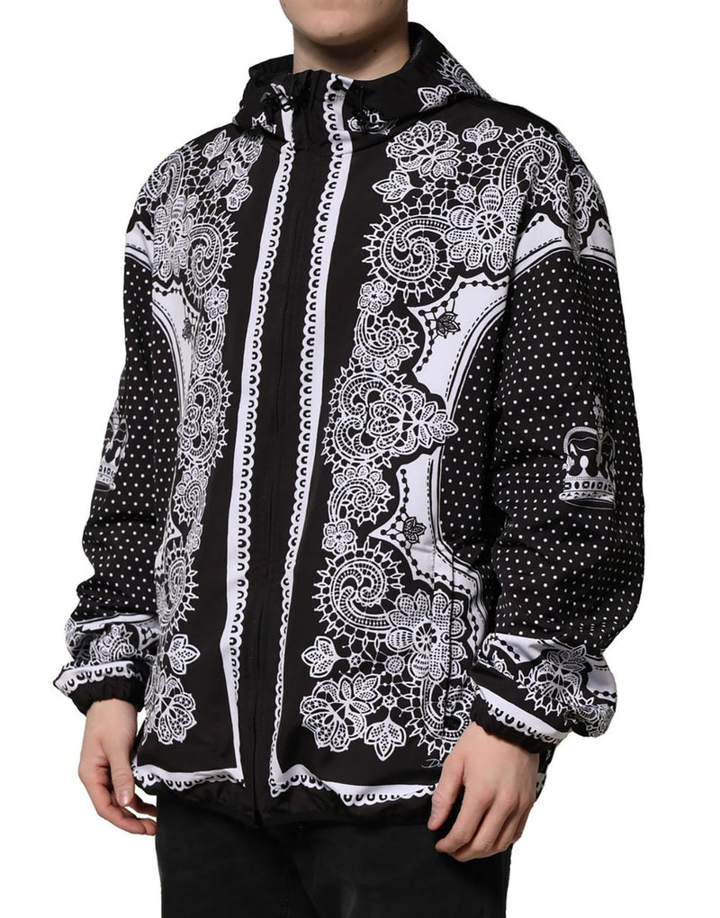 Bomber à capuche noir à imprimé bandana de Dolce & Gabbana