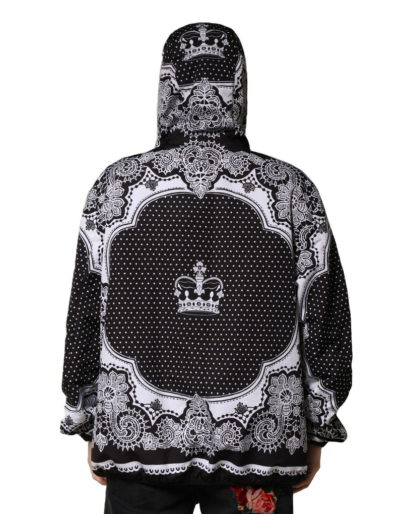 Bomber à capuche noir à imprimé bandana de Dolce & Gabbana
