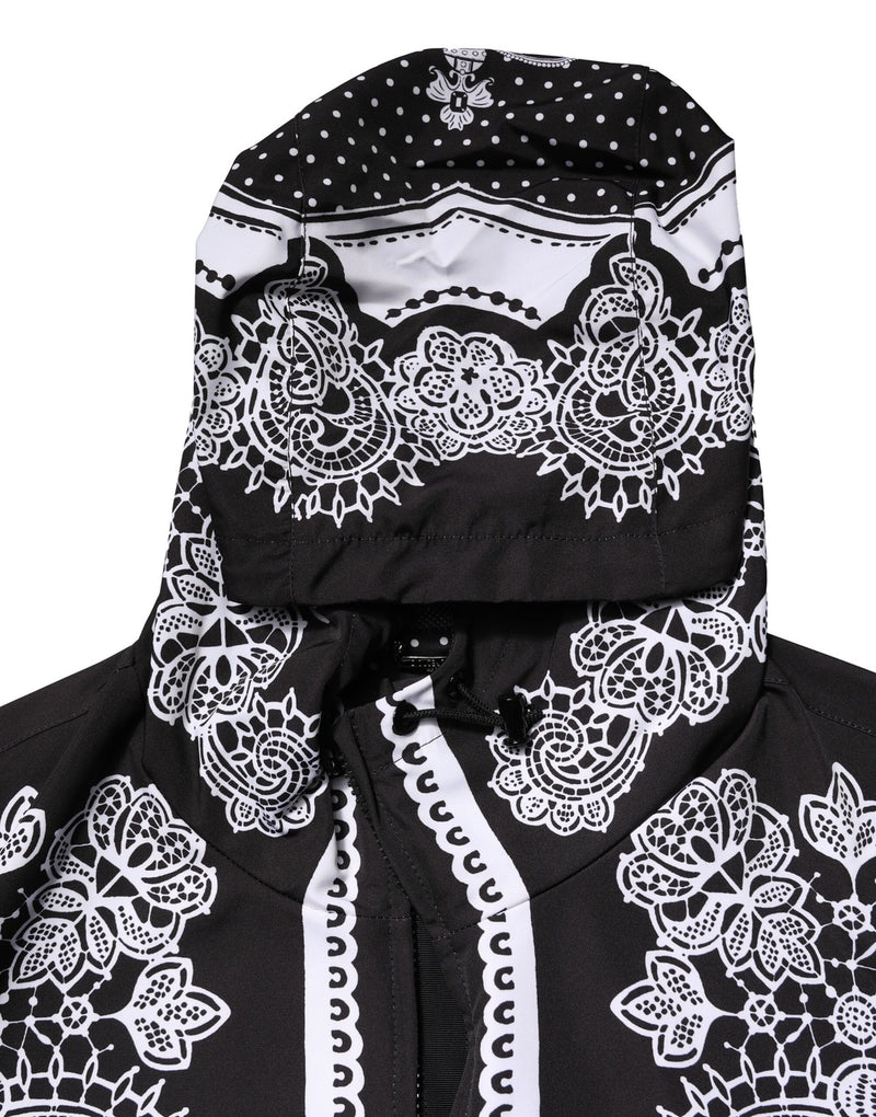 Bomber à capuche noir à imprimé bandana de Dolce & Gabbana