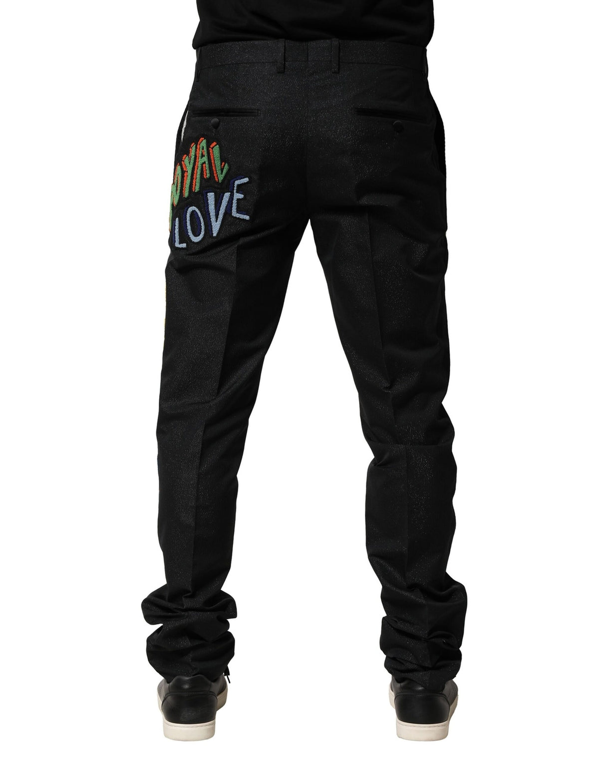Pantalon homme noir à broderies graphiques Dolce &amp; Gabbana