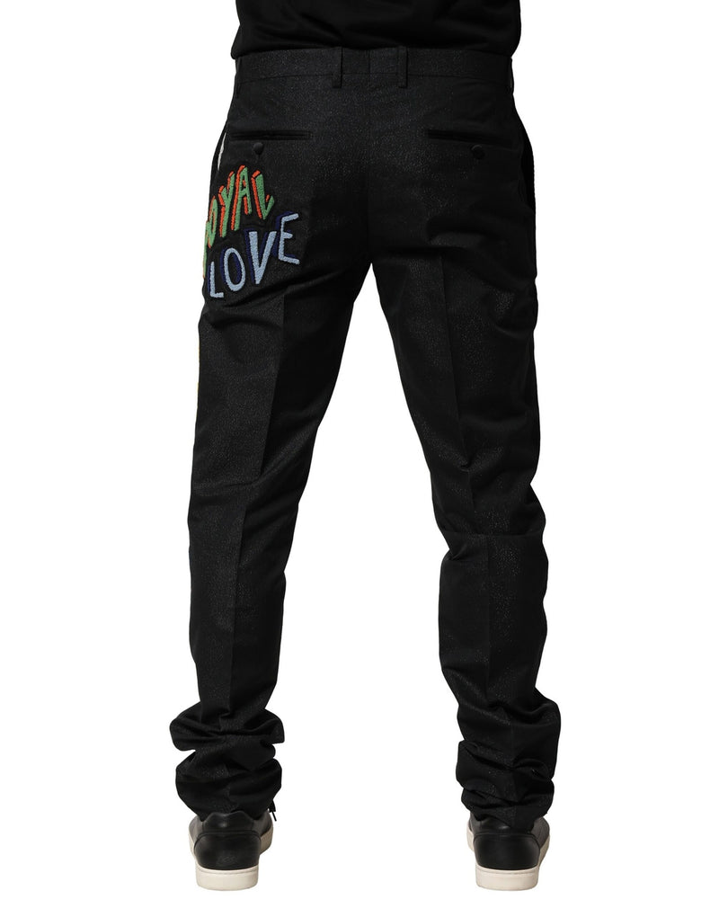 Pantalon homme noir à broderies graphiques Dolce &amp; Gabbana