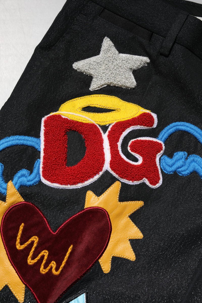 Pantalon homme noir à broderies graphiques Dolce &amp; Gabbana