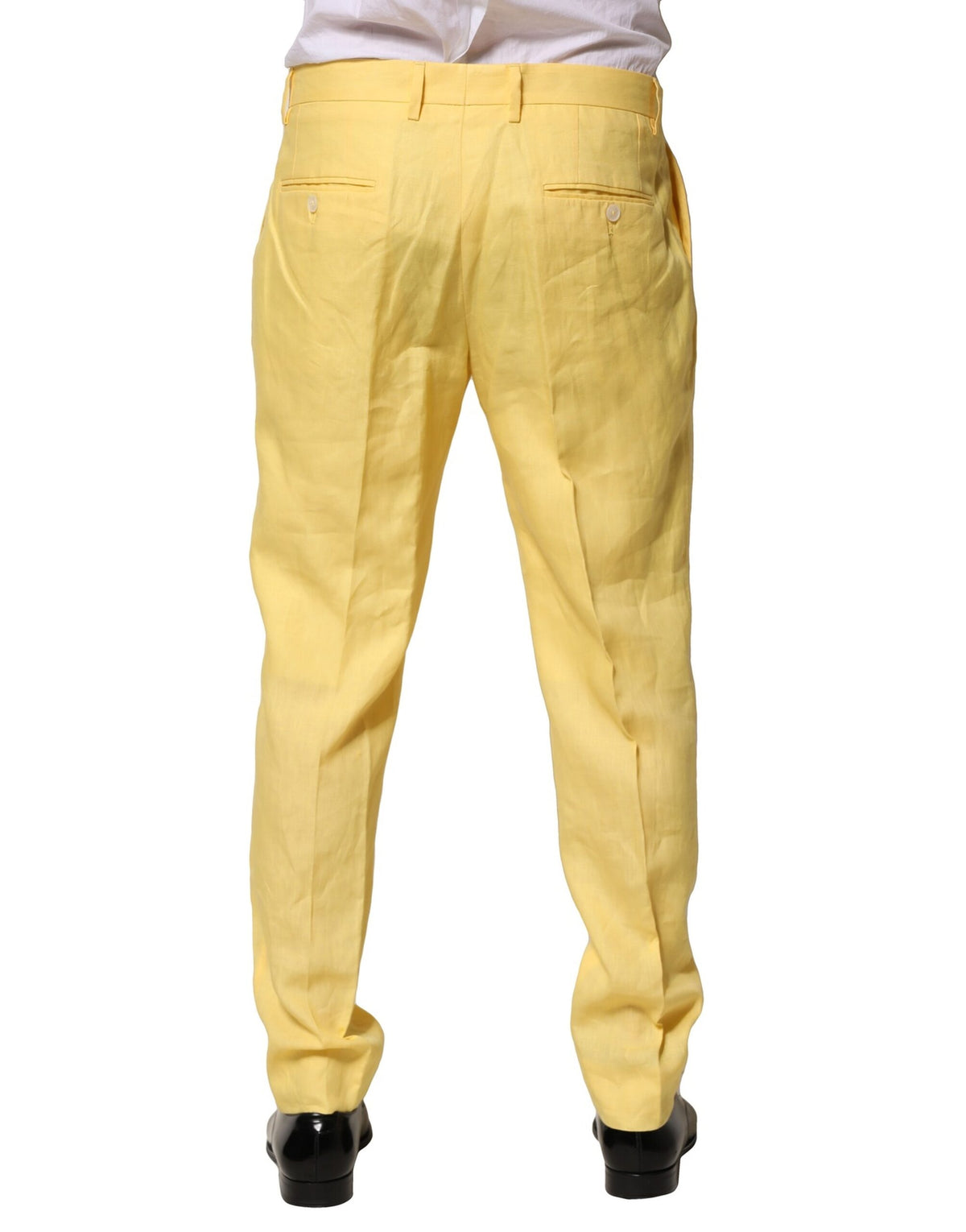 Pantalon tailleur en lin jaune Dolce &amp; Gabbana pour homme