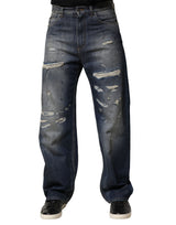 Jean homme en coton bleu délavé et déchiré Dolce &amp; Gabbana