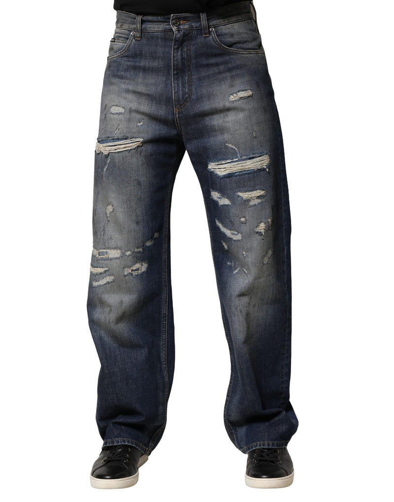 Jean homme en coton bleu délavé et déchiré Dolce &amp; Gabbana