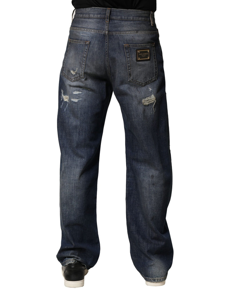 Jean homme en coton bleu délavé et déchiré Dolce &amp; Gabbana