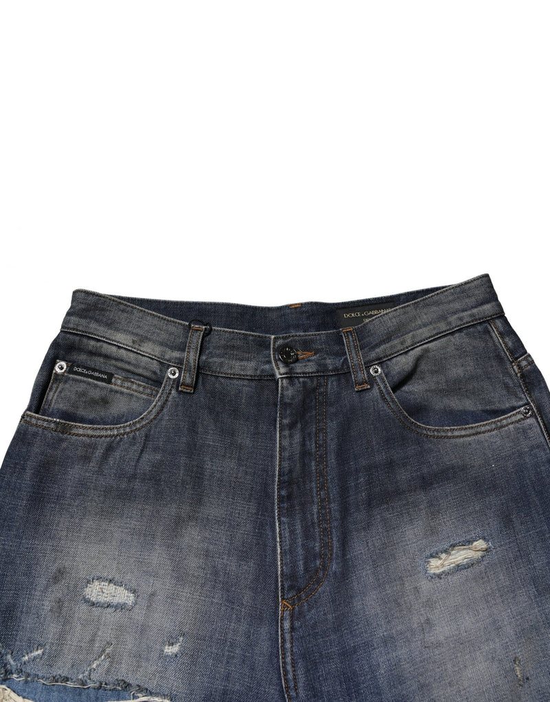 Jean homme en coton bleu délavé et déchiré Dolce &amp; Gabbana
