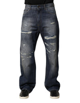 Jean homme en coton bleu délavé et déchiré Dolce &amp; Gabbana