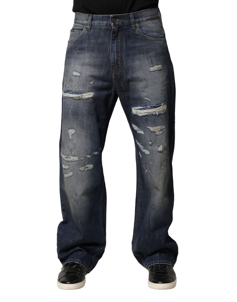 Jean homme en coton bleu délavé et déchiré Dolce &amp; Gabbana