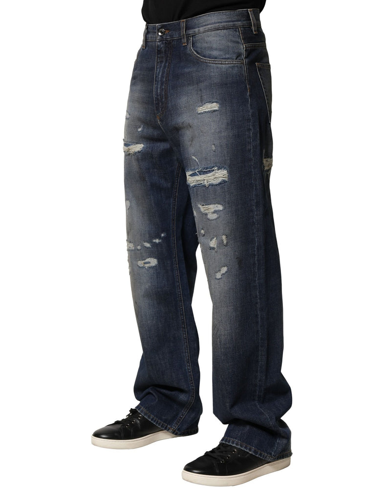 Jean homme en coton bleu délavé et déchiré Dolce &amp; Gabbana