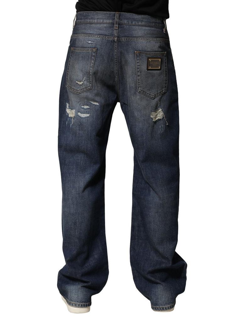 Jean homme en coton bleu délavé et déchiré Dolce &amp; Gabbana