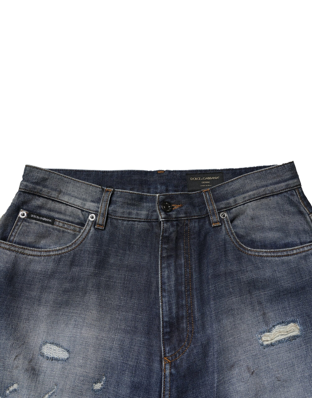 Jean homme en coton bleu délavé et déchiré Dolce &amp; Gabbana