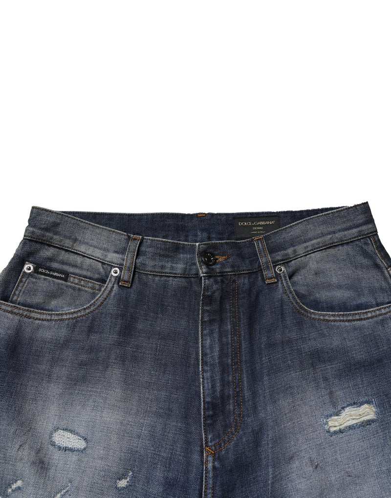 Jean homme en coton bleu délavé et déchiré Dolce &amp; Gabbana