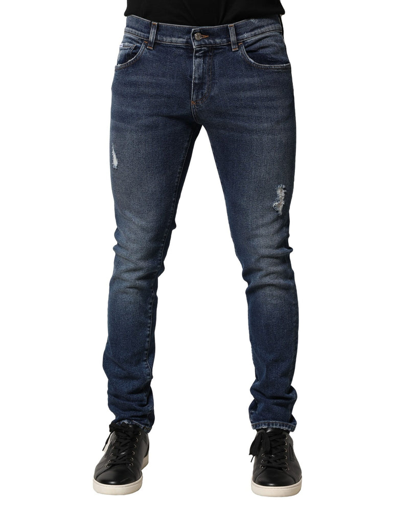Jeans en jean skinny en coton bleu délavé Dolce &amp; Gabbana
