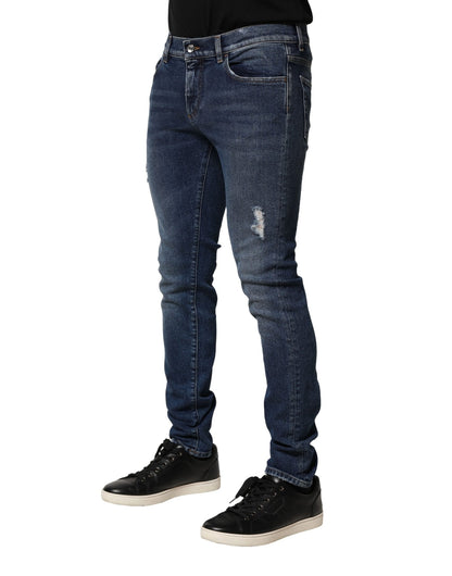 Dolce & Gabbana Blue Washed Skinny Cotton Denim Jeans