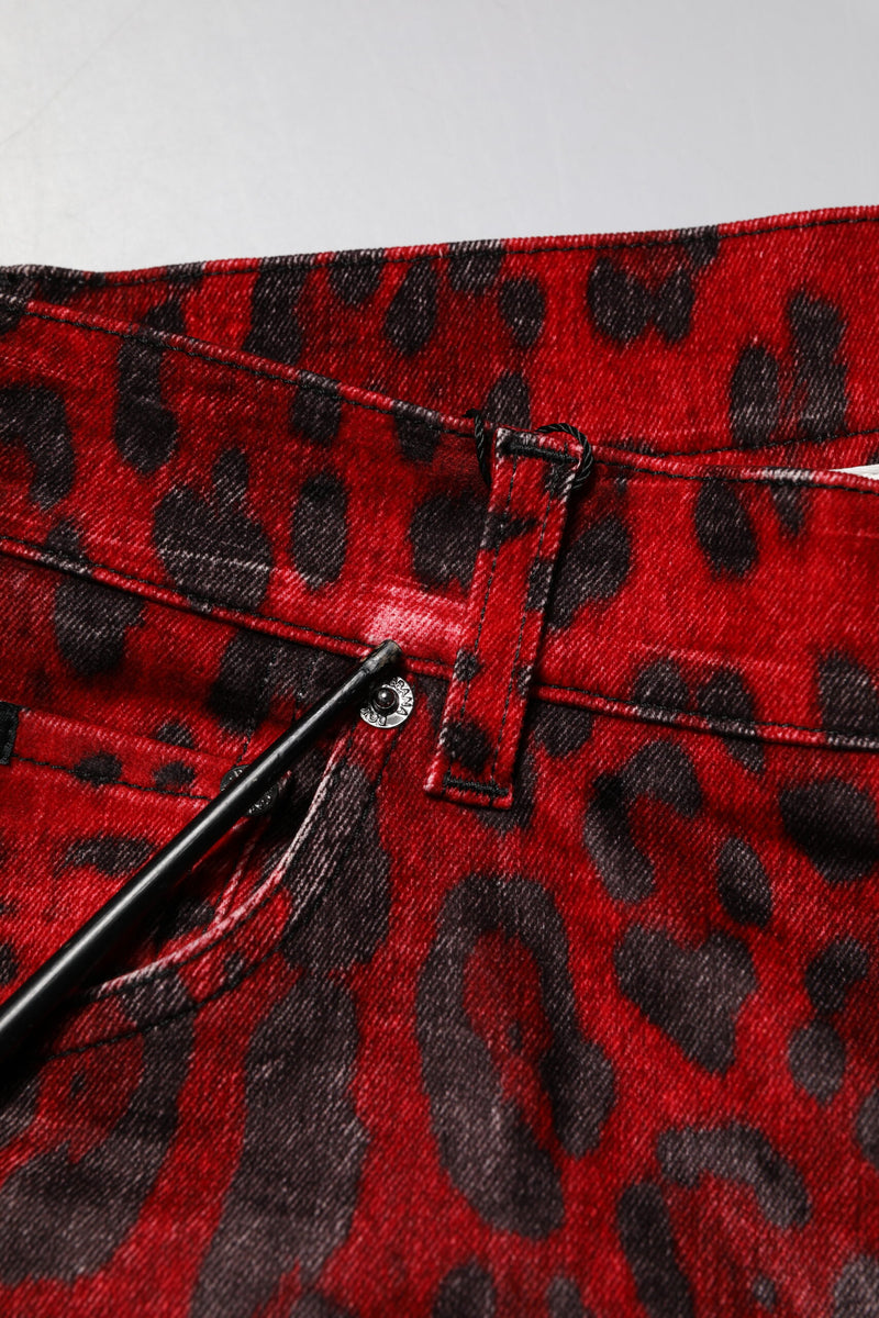 Jeans skinny en coton à imprimé léopard rouge de Dolce &amp; Gabbana