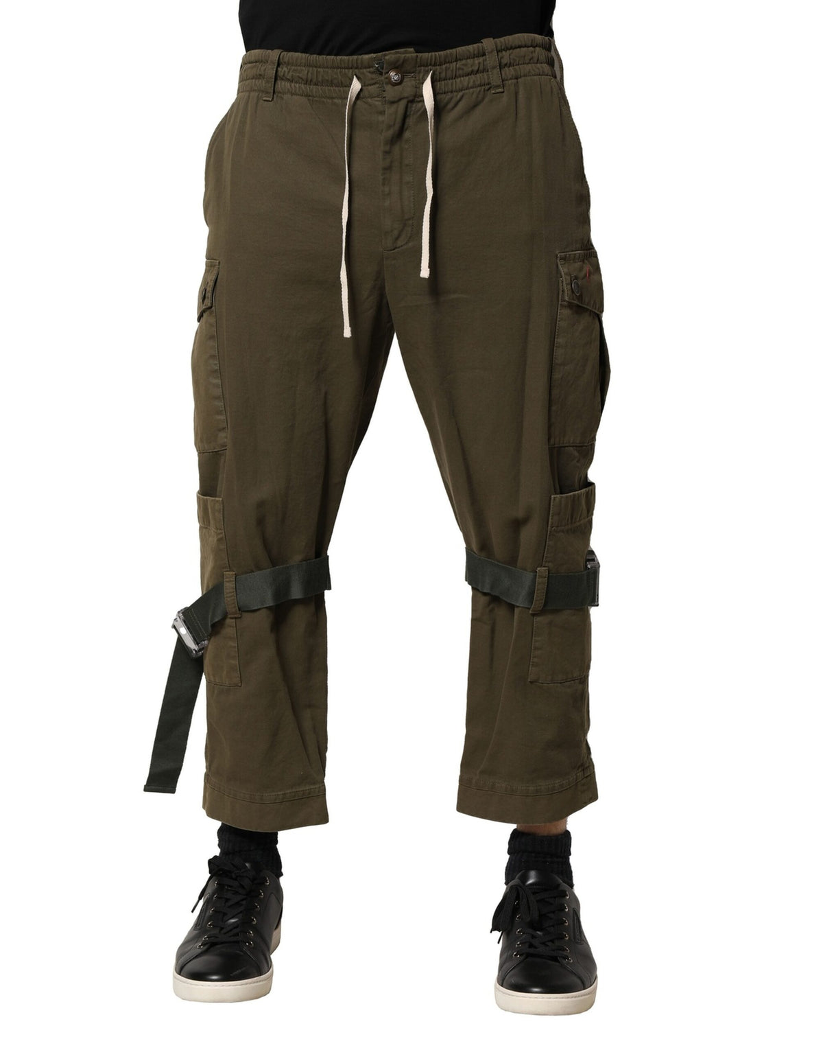 Pantalon cargo en coton brun à cordon de serrage de Dolce &amp; Gabbana
