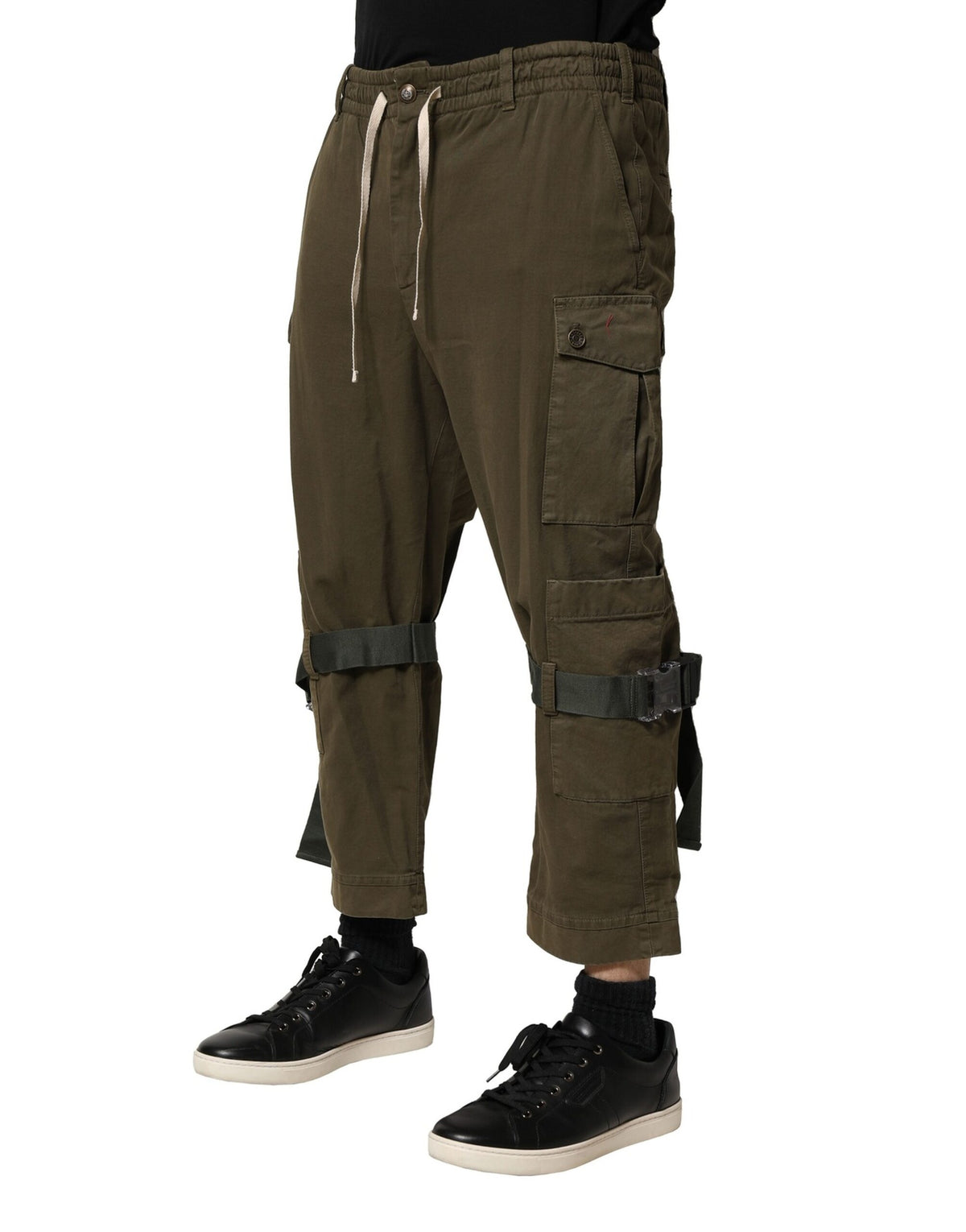 Pantalon cargo en coton brun à cordon de serrage de Dolce &amp; Gabbana