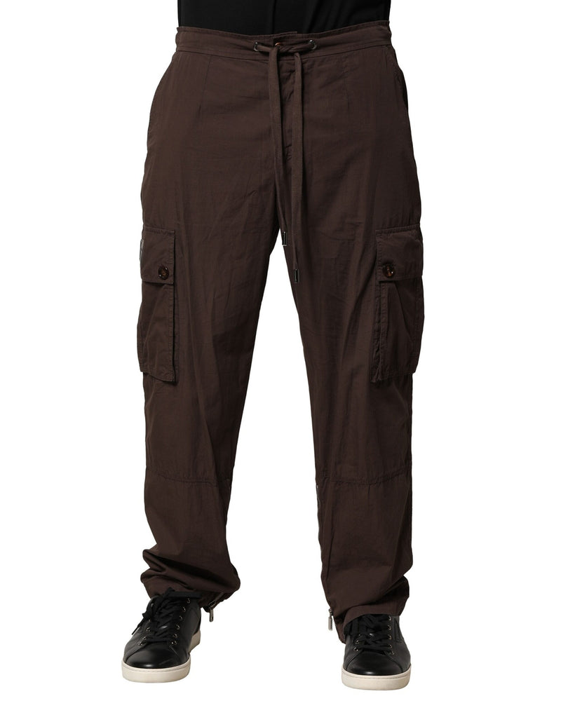 Pantalon jogging cargo en coton brun Dolce &amp; Gabbana pour homme