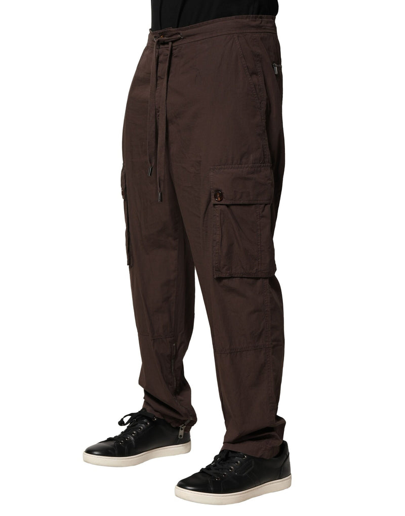 Pantalon jogging cargo en coton brun Dolce &amp; Gabbana pour homme