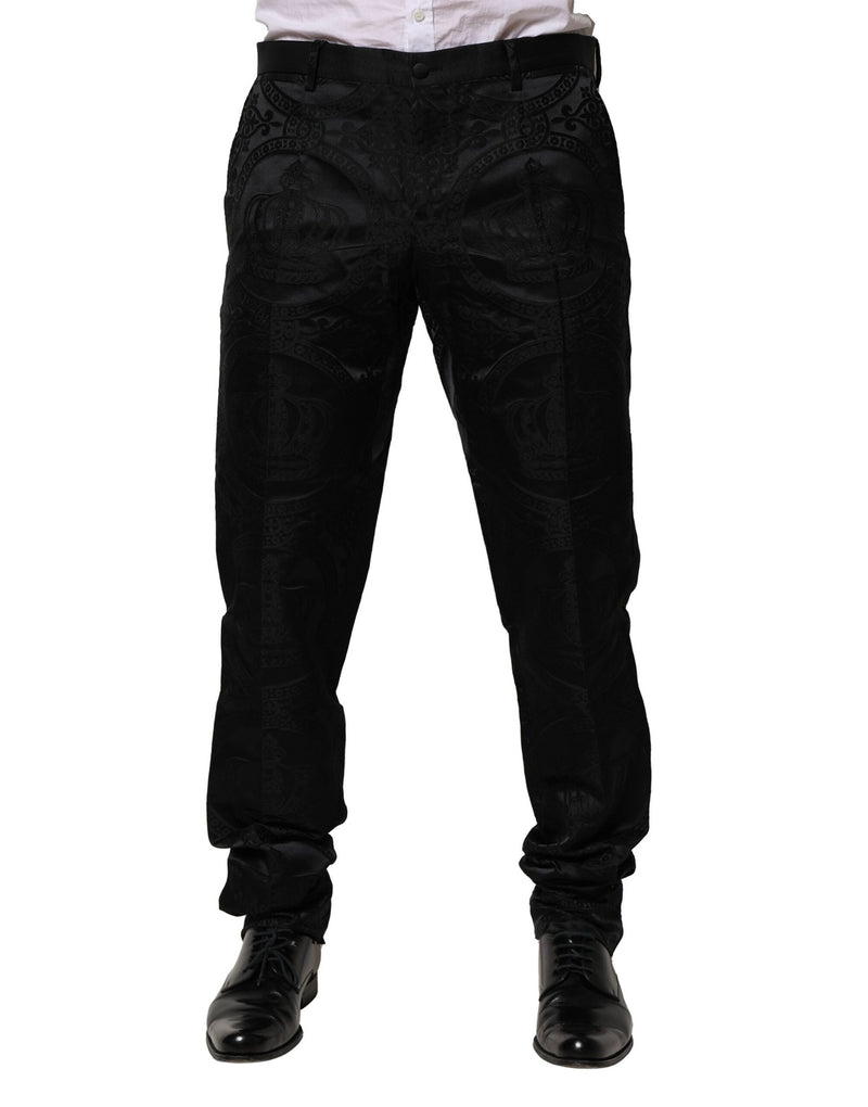 Pantalon-robe en coton noir avec couronne DG de Dolce &amp; Gabbana