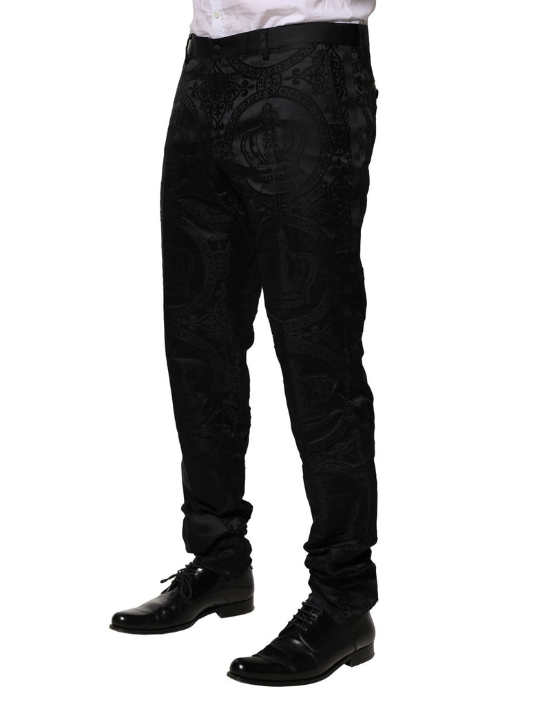 Pantalon-robe en coton noir avec couronne DG de Dolce &amp; Gabbana