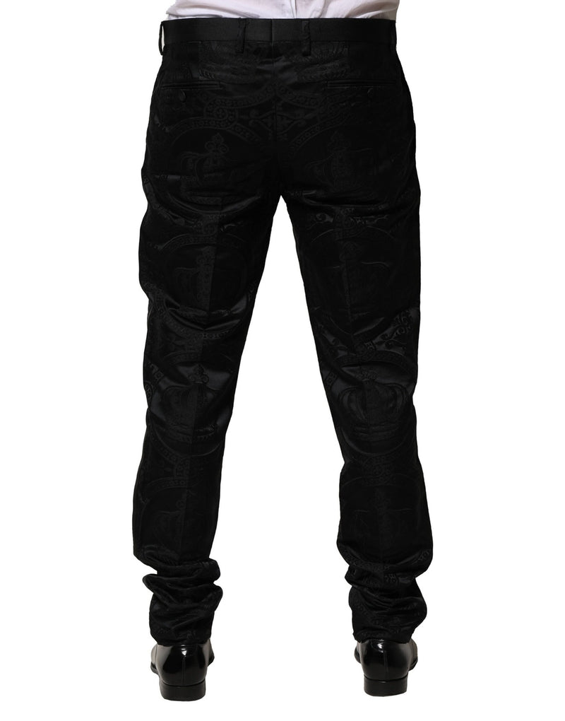 Pantalon-robe en coton noir avec couronne DG de Dolce &amp; Gabbana