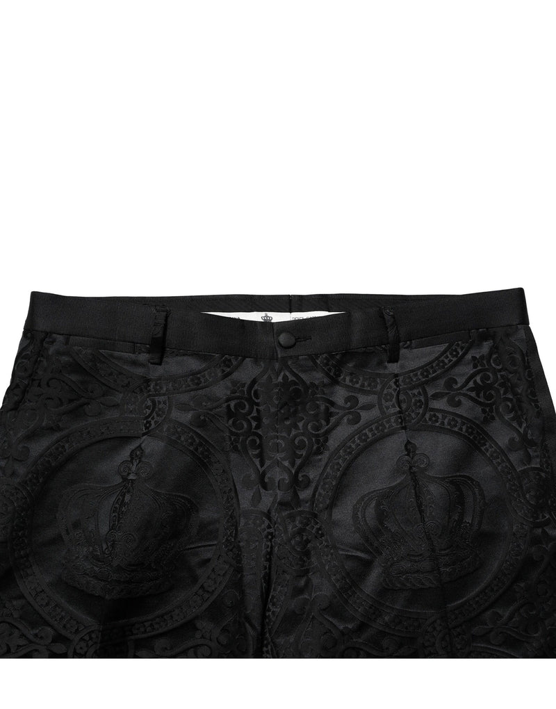Pantalon-robe en coton noir avec couronne DG de Dolce &amp; Gabbana