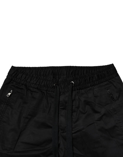 Dolce & Gabbana Black Cotton Mid Waist Jogger Pants