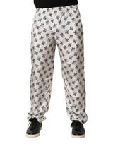 Pantalon de détente en soie à motifs floraux blancs de Dolce &amp; Gabbana