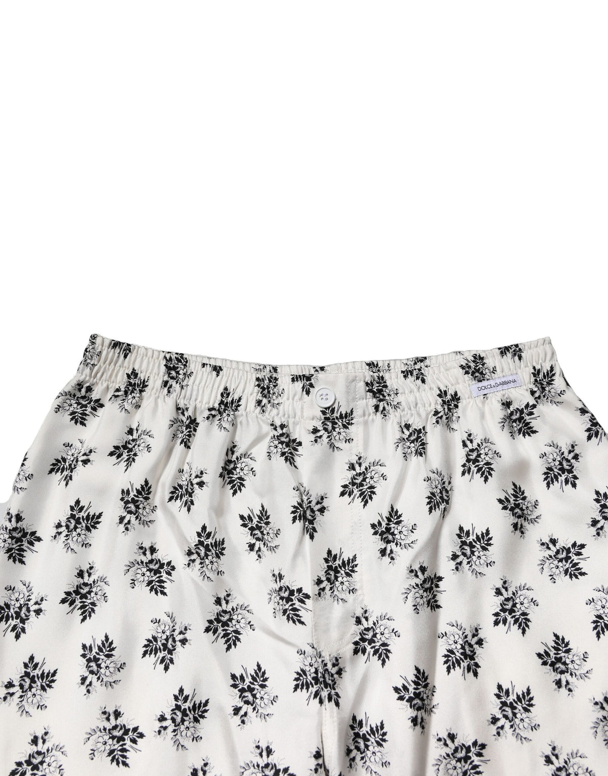 Pantalon de détente en soie à motifs floraux blancs de Dolce &amp; Gabbana