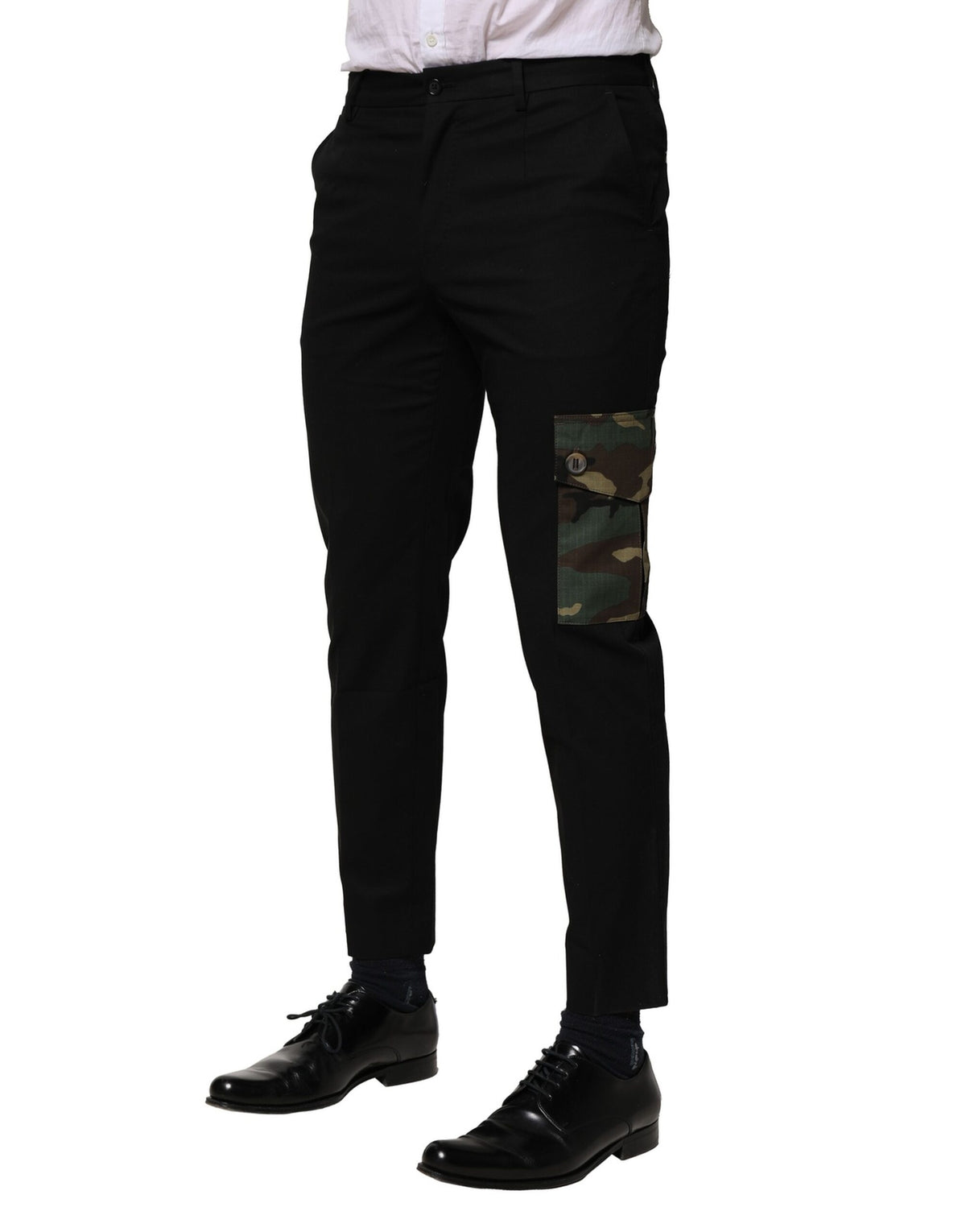 Pantalon cargo noir en coton Dolce &amp; Gabbana pour homme
