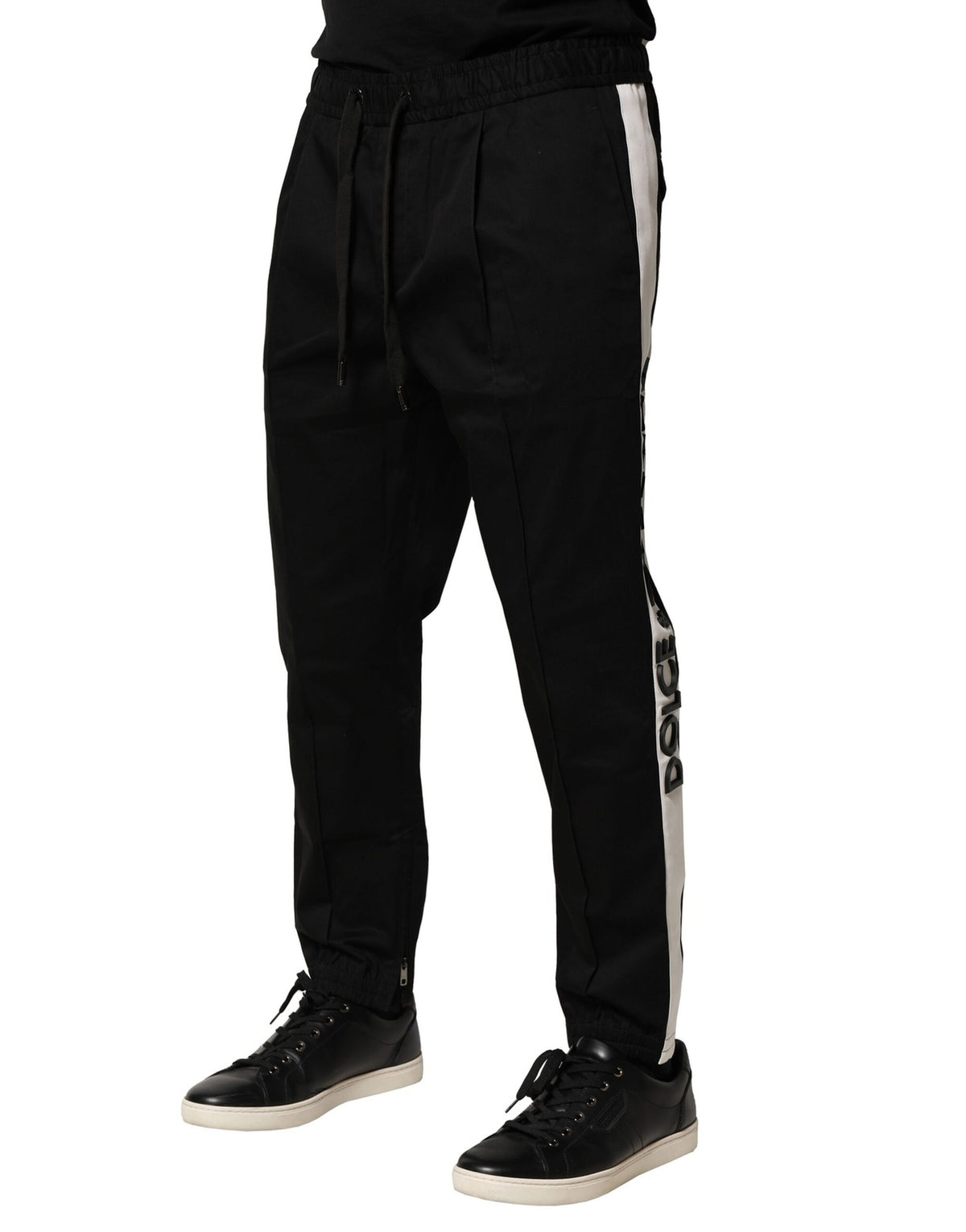 Pantalon de jogging noir en coton taille mi-hauteur de Dolce &amp; Gabbana