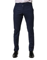 Pantalon tailleur en laine bleu foncé Dolce &amp; Gabbana
