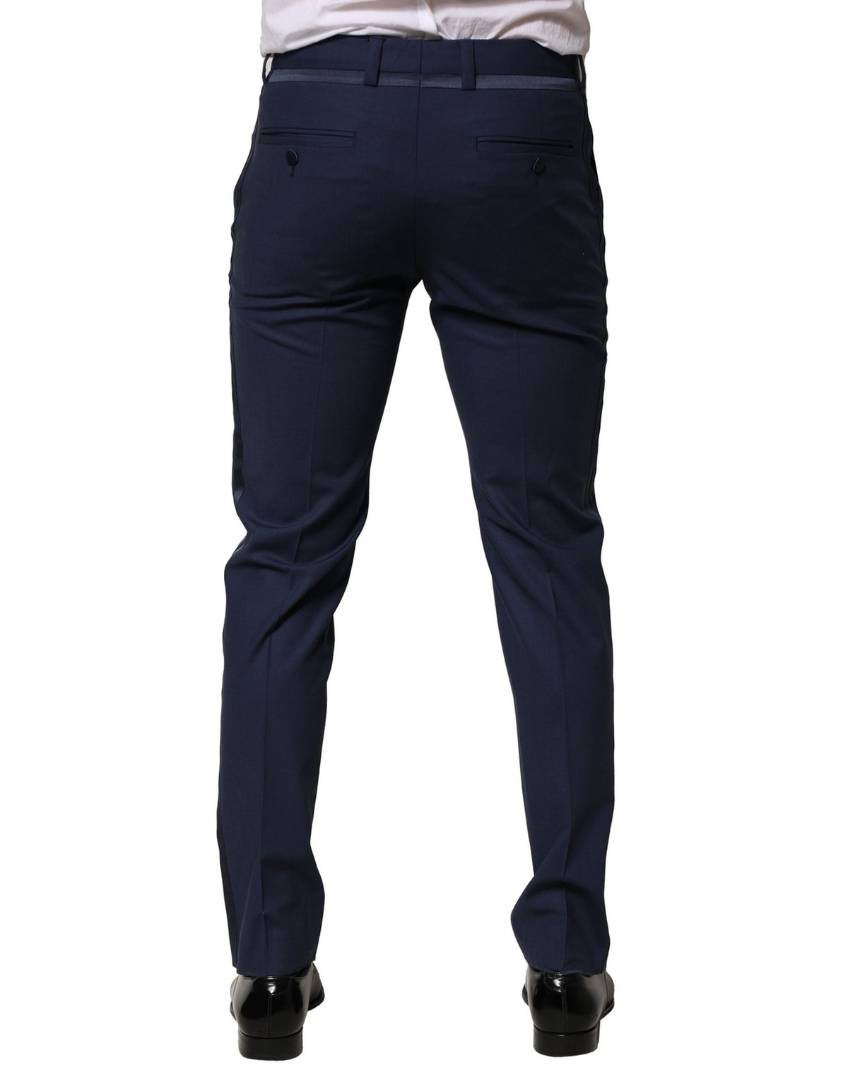Pantalon tailleur en laine bleu foncé Dolce &amp; Gabbana