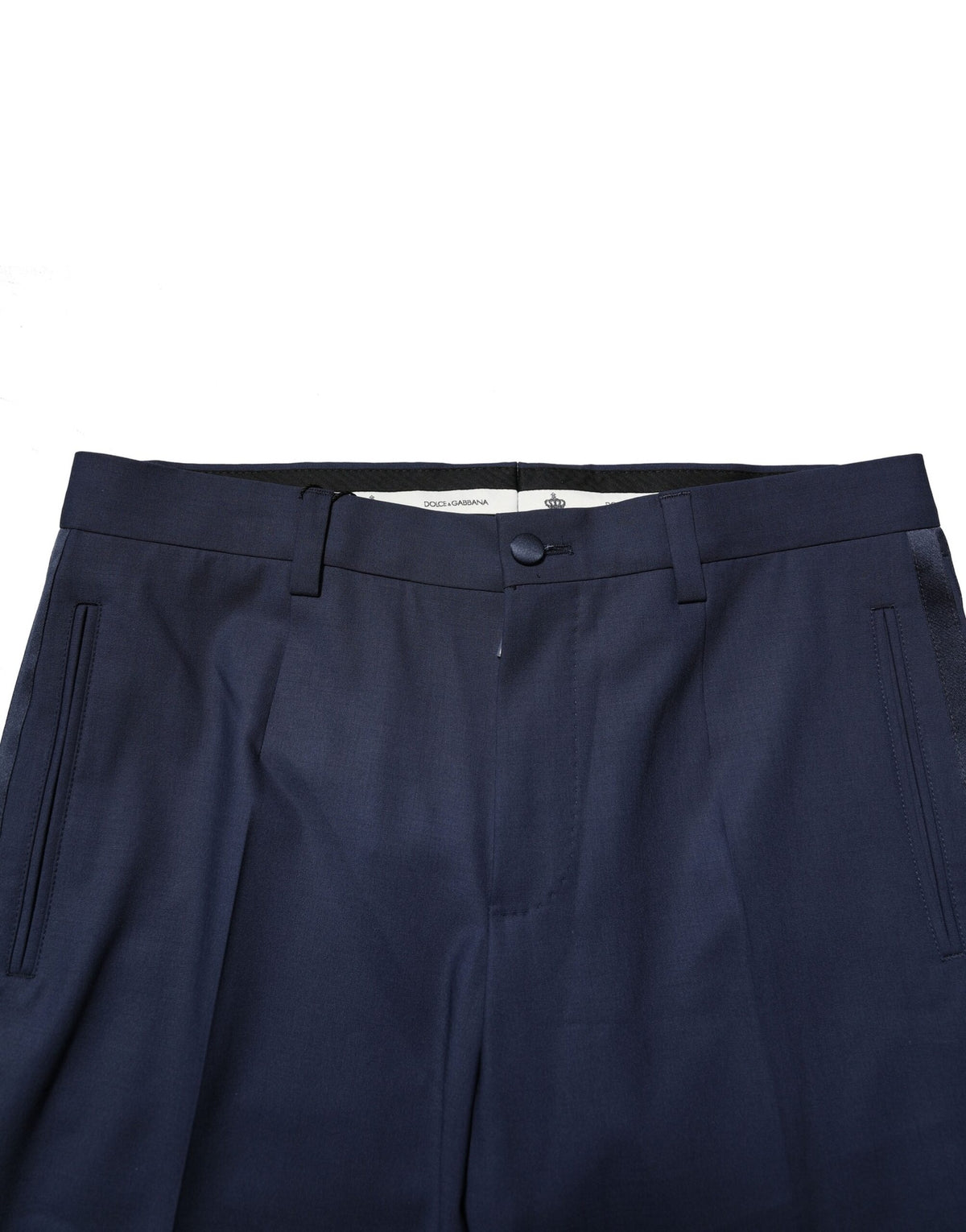 Pantalon tailleur en laine bleu foncé Dolce &amp; Gabbana