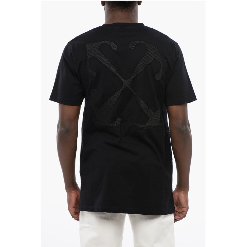 T-shirt à col rond en coton ARROW blanc cassé et noir