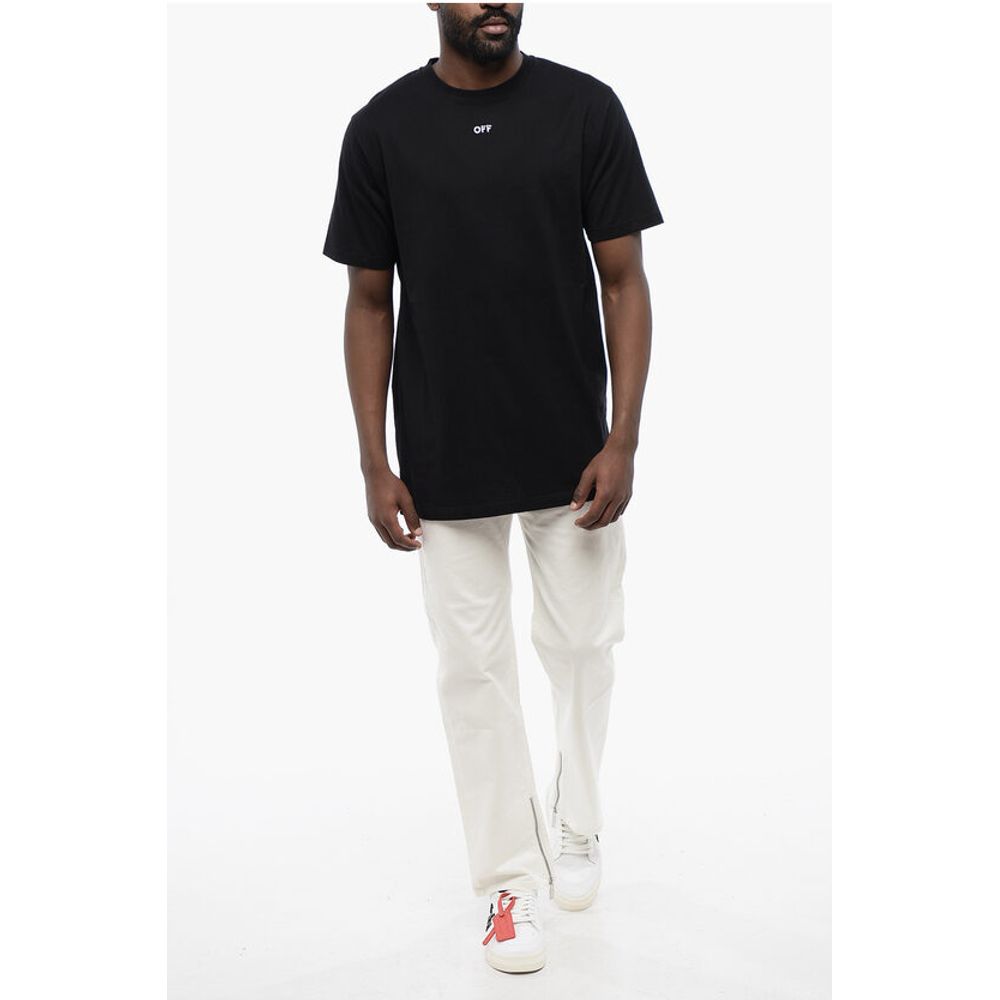 T-shirt à col rond en coton ARROW blanc cassé et noir