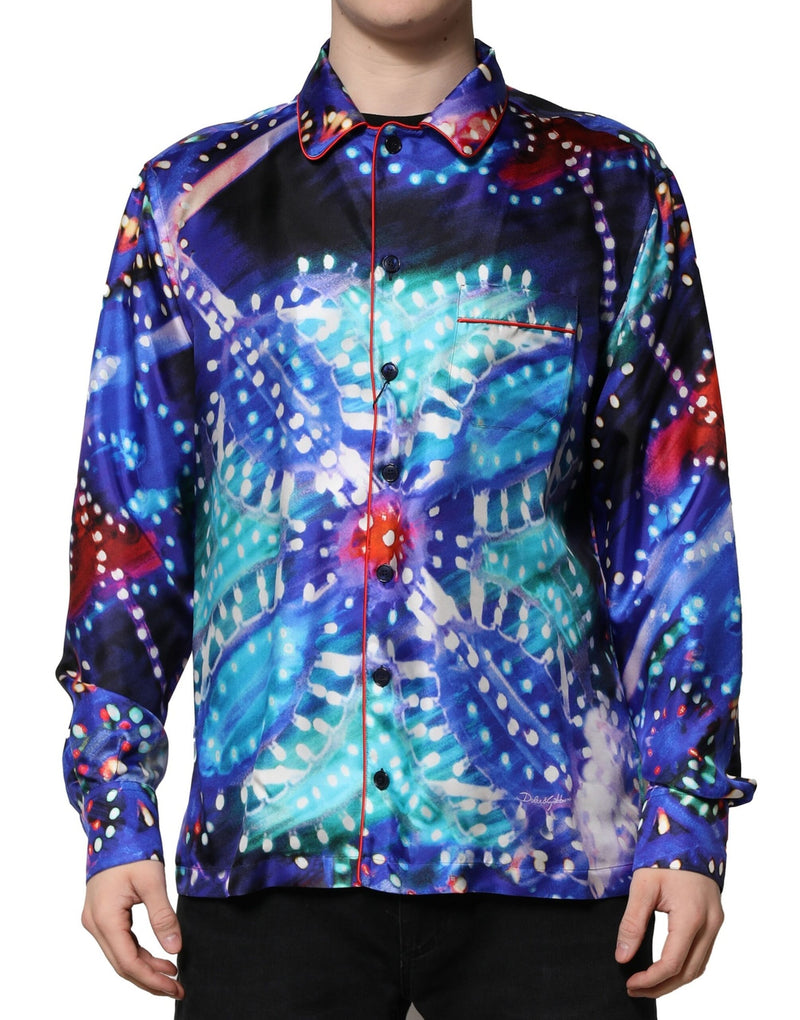Chemise de détente décontractée en soie multicolore à imprimé de Dolce &amp; Gabbana