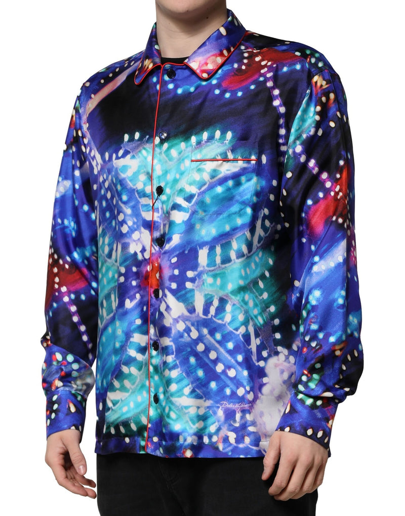 Chemise de détente décontractée en soie multicolore à imprimé de Dolce &amp; Gabbana