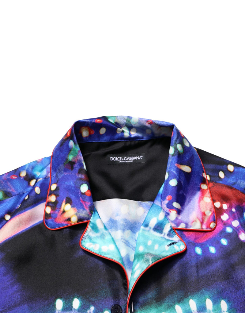 Chemise de détente décontractée en soie multicolore à imprimé de Dolce &amp; Gabbana