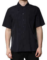 Chemise décontractée à manches courtes en coton bleu foncé de Dolce &amp; Gabbana