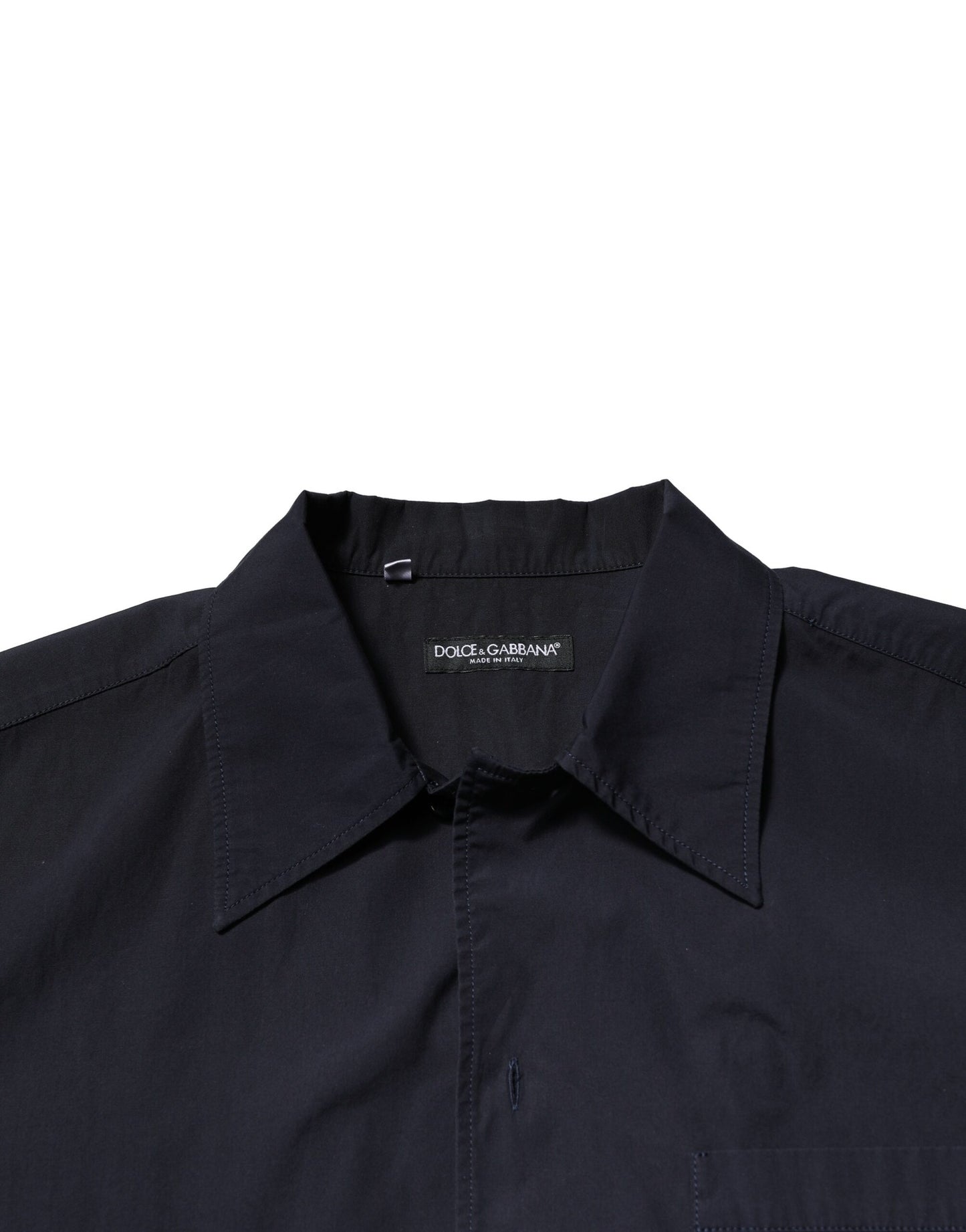 Dolce & Gabbana Dark Blue Cotton Short Sleeves Casual Shirt
